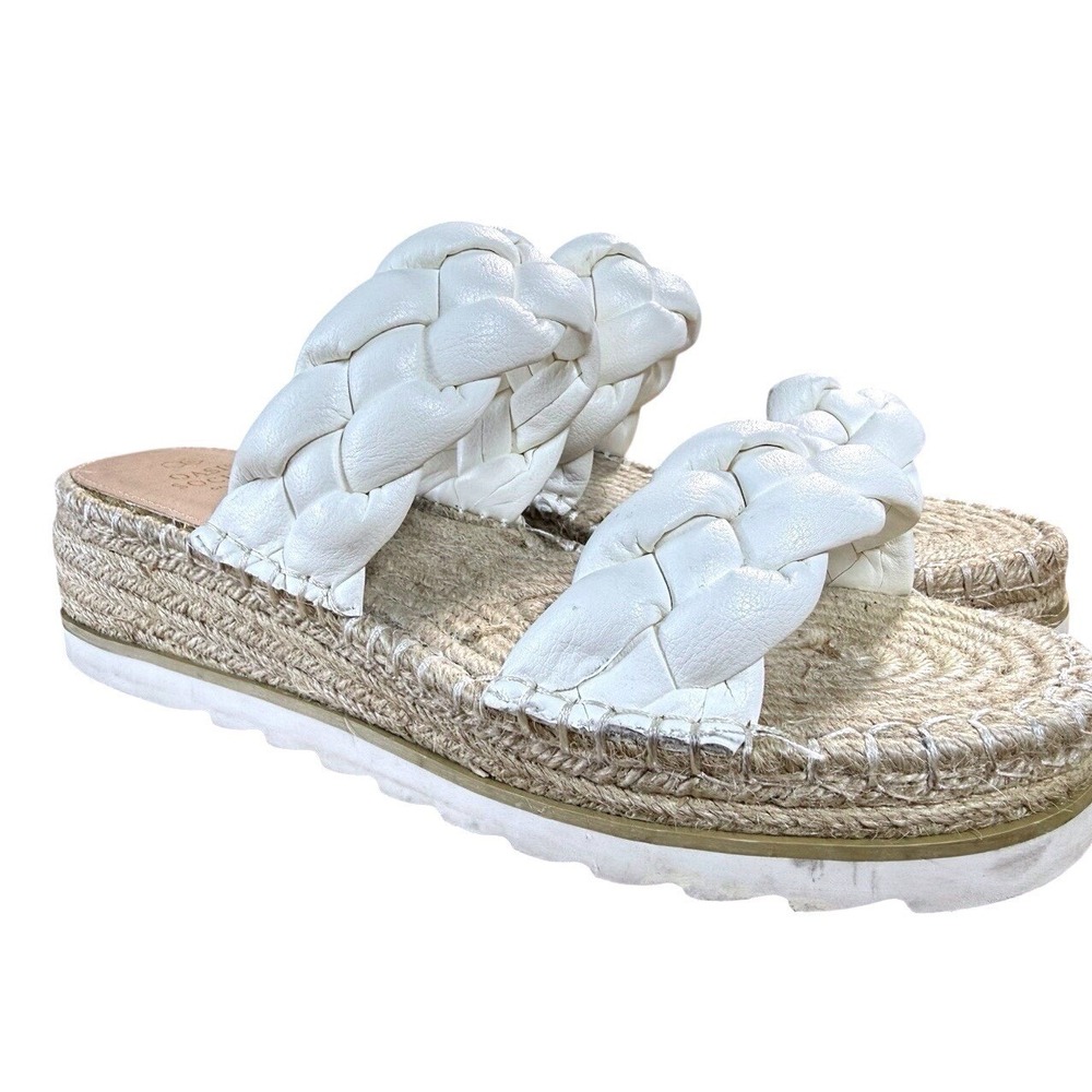 Oasis Society White Braided Platform Espadrille Sandals Slides Womens 8.5